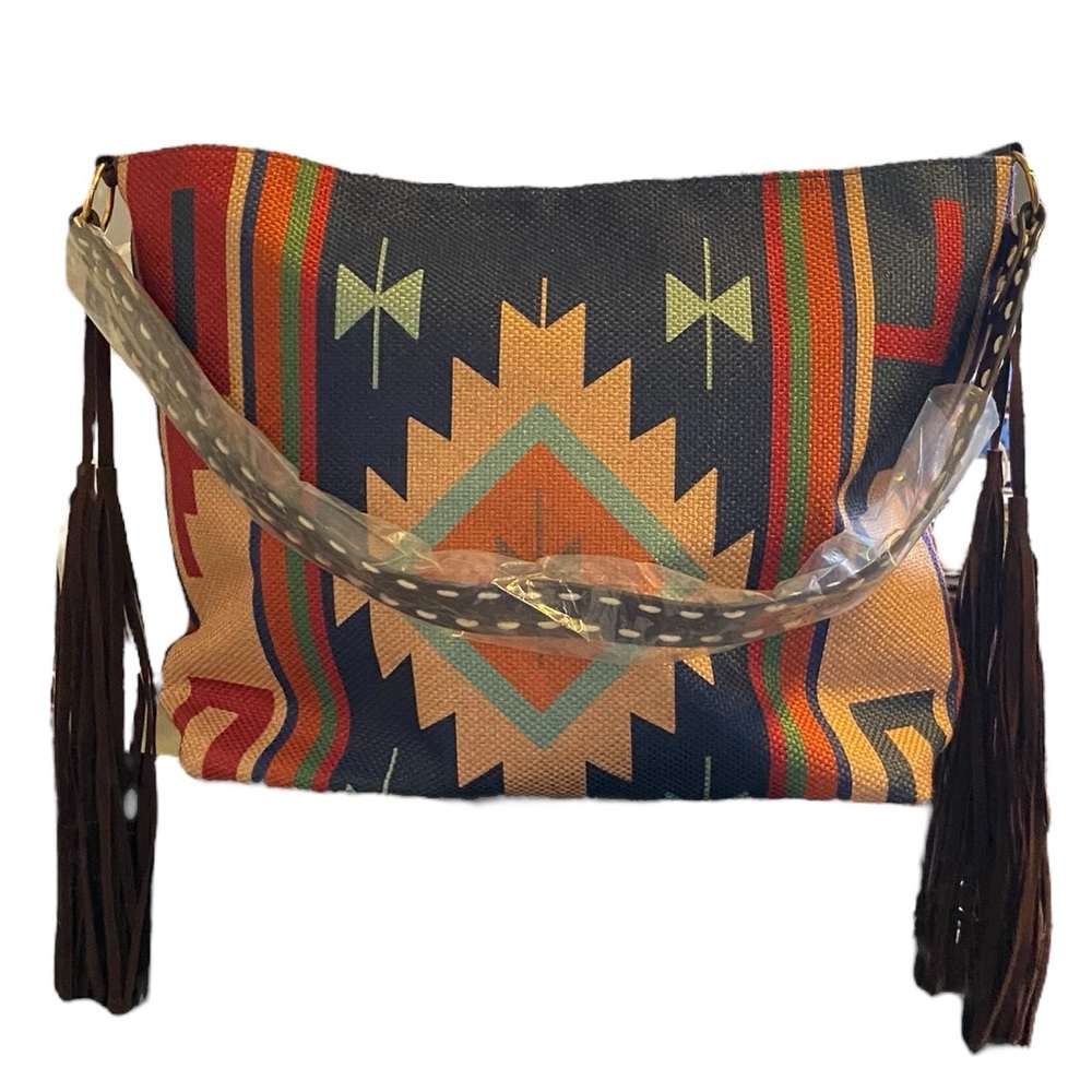 NEW! Skye River Aztec Shoulder Bag with Fringe